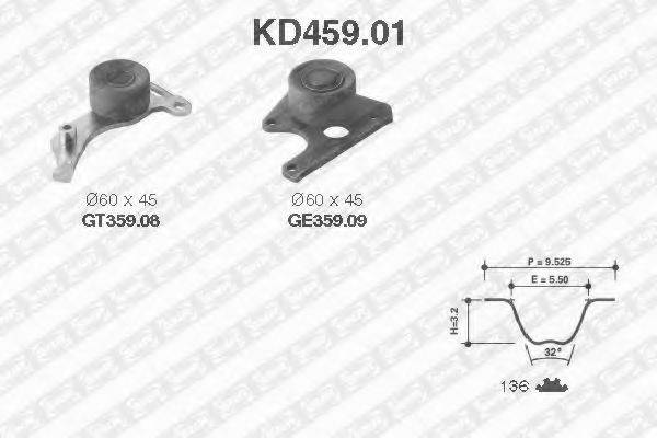 Комплект ременя ГРМ SNR KD459.01