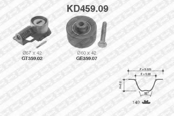 Комплект ременя ГРМ SNR KD459.09