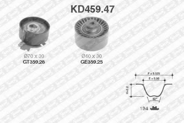 Комплект ременя ГРМ SNR KD459.47