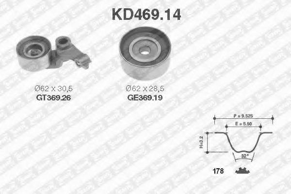 Комплект ременя ГРМ SNR KD469.14