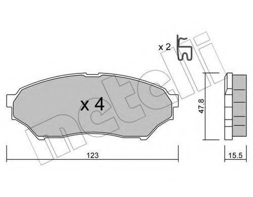 Комплект гальмівних колодок, дискове гальмо METELLI 22-0397-0