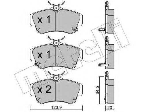 Комплект гальмівних колодок, дискове гальмо METELLI 22-0521-0