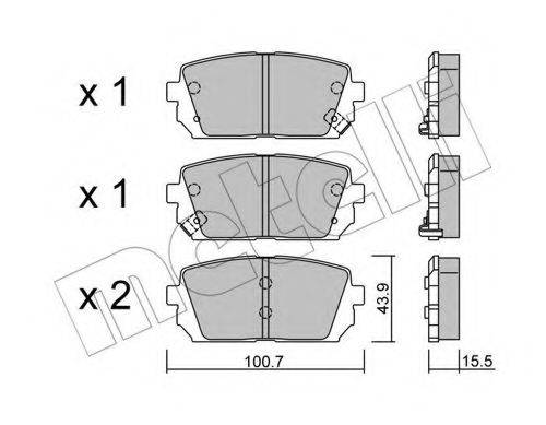 Комплект гальмівних колодок, дискове гальмо METELLI 22-0784-0