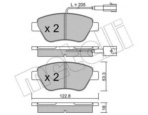 Комплект гальмівних колодок, дискове гальмо METELLI 22-0321-3