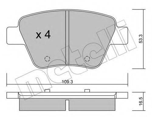 Комплект гальмівних колодок, дискове гальмо METELLI 22-0889-0