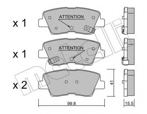 Комплект гальмівних колодок, дискове гальмо METELLI 22-0886-1