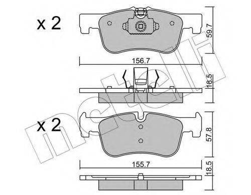 Комплект гальмівних колодок, дискове гальмо METELLI 22-0959-0