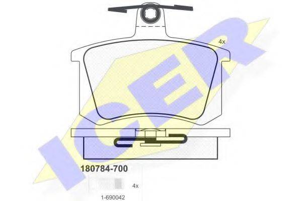 Комплект гальмівних колодок, дискове гальмо ICER 180784-700