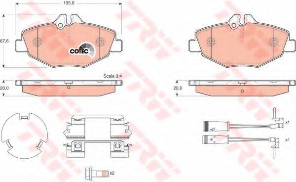 Комплект гальмівних колодок, дискове гальмо TRW GDB1542