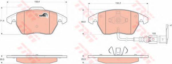 Комплект гальмівних колодок, дискове гальмо TRW GDB1550