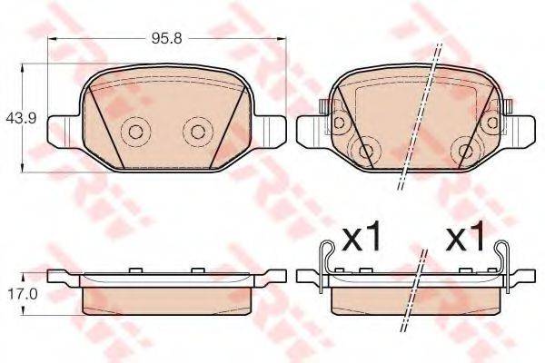 Комплект гальмівних колодок, дискове гальмо TRW GDB2002