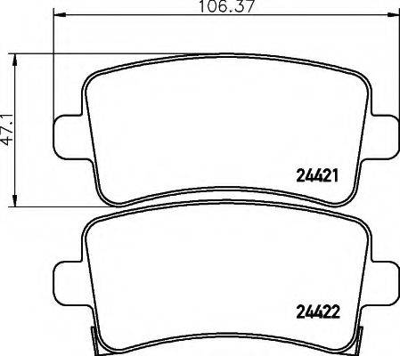 Комплект гальмівних колодок, дискове гальмо HELLA 8DB 355 012-991