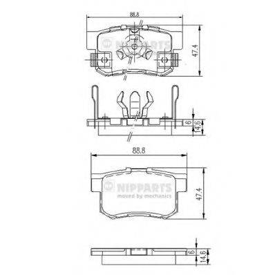 Комплект гальмівних колодок, дискове гальмо NIPPARTS J3614017