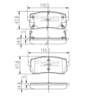 Комплект гальмівних колодок, дискове гальмо NIPPARTS N3610308