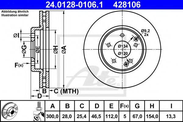 гальмівний диск ATE 24.0128-0106.1