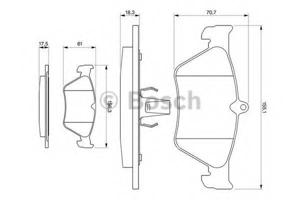 Комплект гальмівних колодок, дискове гальмо BOSCH 0 986 461 129