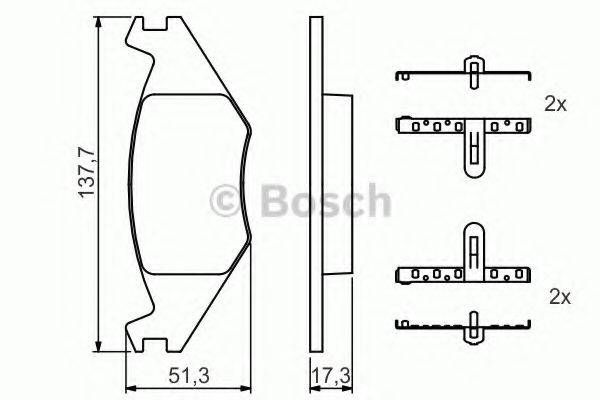 Комплект гальмівних колодок, дискове гальмо BOSCH 0 986 468 890