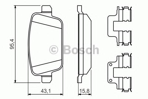 Комплект гальмівних колодок, дискове гальмо BOSCH 0 986 494 639