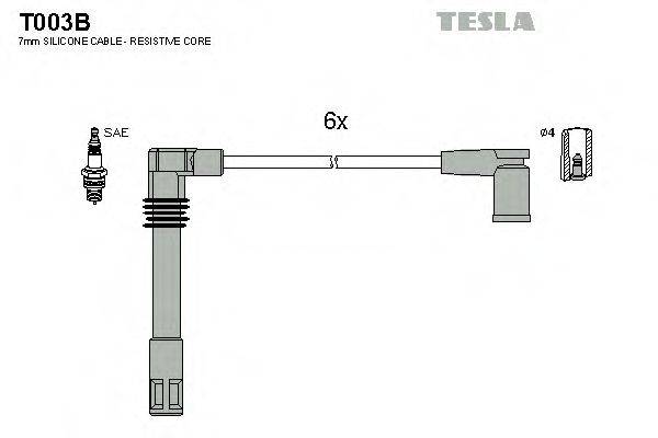 Комплект дротів запалення TESLA T003B