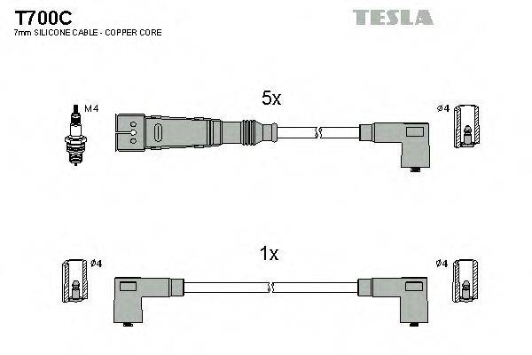 Комплект дротів запалення TESLA T700C