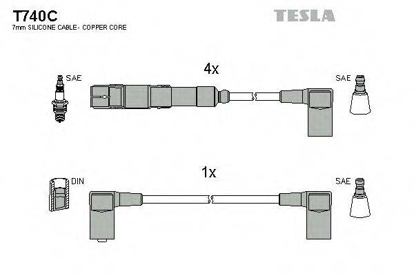 Комплект дротів запалення TESLA T740C