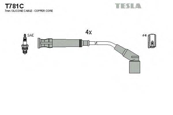 Комплект дротів запалення TESLA T781C