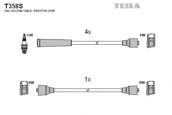 Комплект дротів запалення TESLA T358S