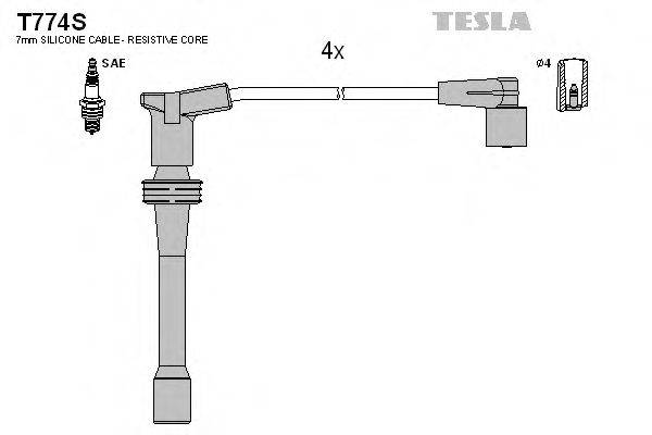 Комплект дротів запалення TESLA T774S