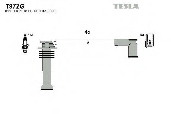 Комплект дротів запалення TESLA T972G