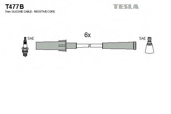 Комплект дротів запалення TESLA T477B