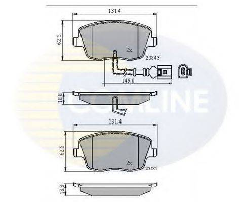 Комплект гальмівних колодок, дискове гальмо COMLINE CBP11147