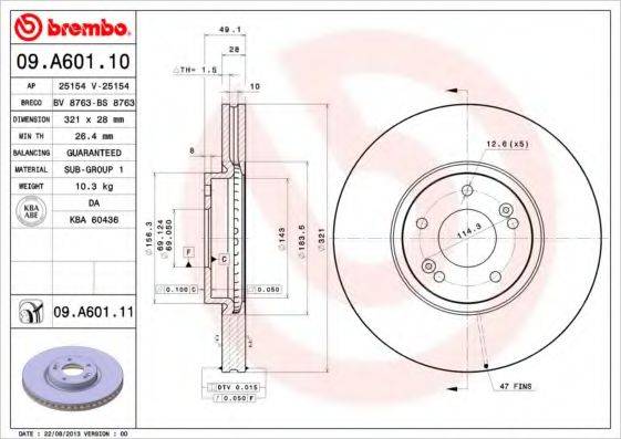 гальмівний диск BREMBO 09.A601.11