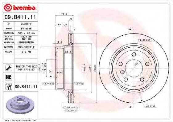 гальмівний диск BREMBO 09.B411.11