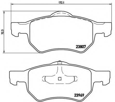 Комплект гальмівних колодок, дискове гальмо BREMBO P 11 013