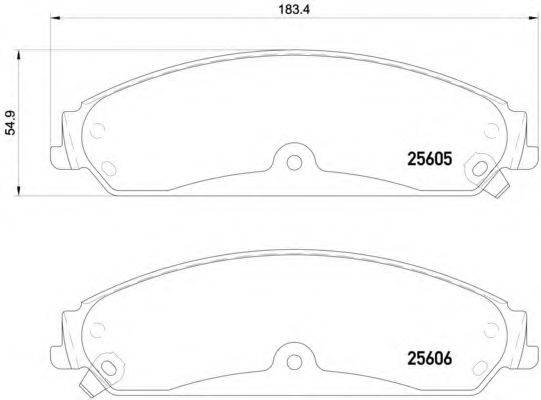 Комплект гальмівних колодок, дискове гальмо BREMBO P 23 149