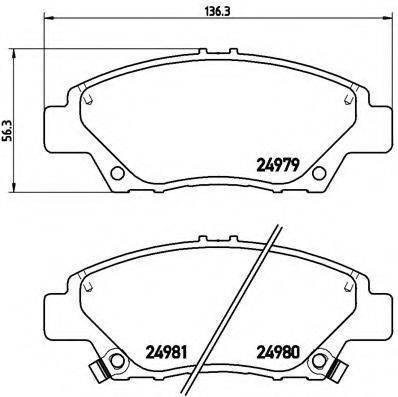 Комплект гальмівних колодок, дискове гальмо BREMBO P 28 050