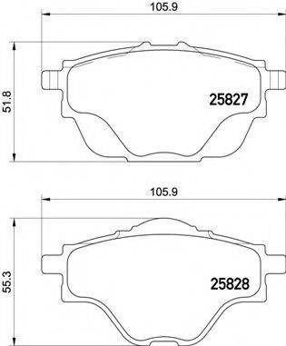 Комплект гальмівних колодок, дискове гальмо BREMBO P 61 124