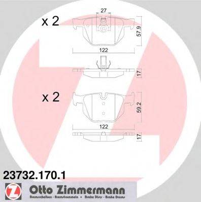 Комплект гальмівних колодок, дискове гальмо ZIMMERMANN 23732.170.1