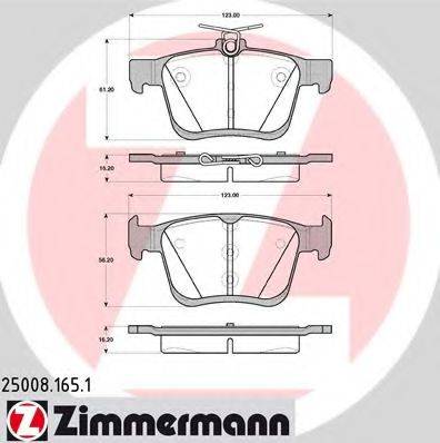 Комплект гальмівних колодок, дискове гальмо ZIMMERMANN 25008.165.1