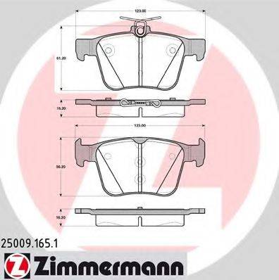 Комплект гальмівних колодок, дискове гальмо ZIMMERMANN 25009.165.1