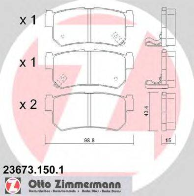 Комплект гальмівних колодок, дискове гальмо ZIMMERMANN 23673.150.1