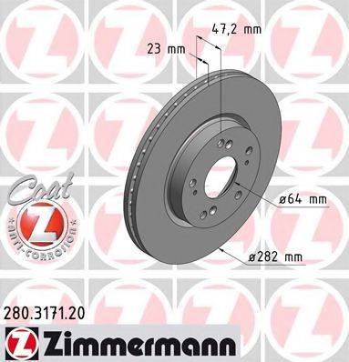 гальмівний диск ZIMMERMANN 280.3171.20