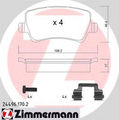 Комплект гальмівних колодок, дискове гальмо ZIMMERMANN 24496.170.2