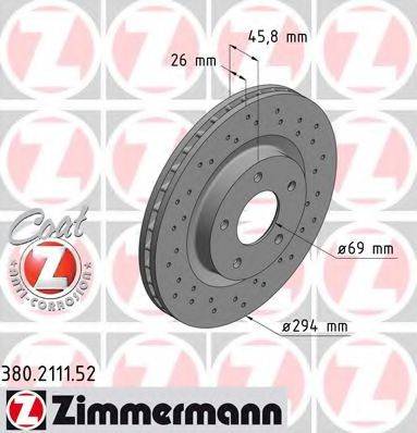 гальмівний диск ZIMMERMANN 380.2111.52